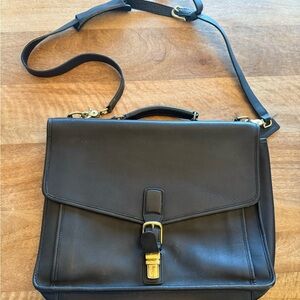 Vintage Coach 70/80’s Metropolitan Briefcase laptop messenger Black Leather 315